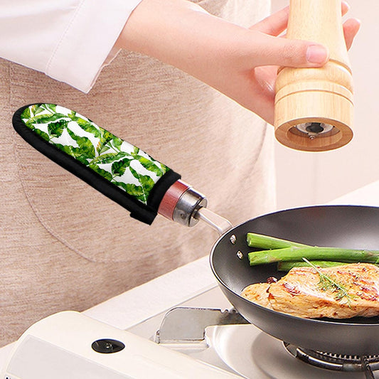 Tropical Banana Leaves Pattern Print Skillet Handle Cover