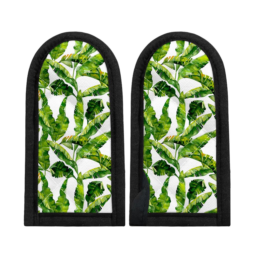 Tropical Banana Leaves Pattern Print Skillet Handle Cover