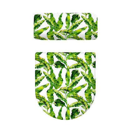 Tropical Banana Leaves Pattern Print Toilet Lid And Tank Cover Set