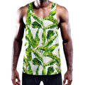 Tropical Banana Leaves Pattern Print Men's Workout Tank Top