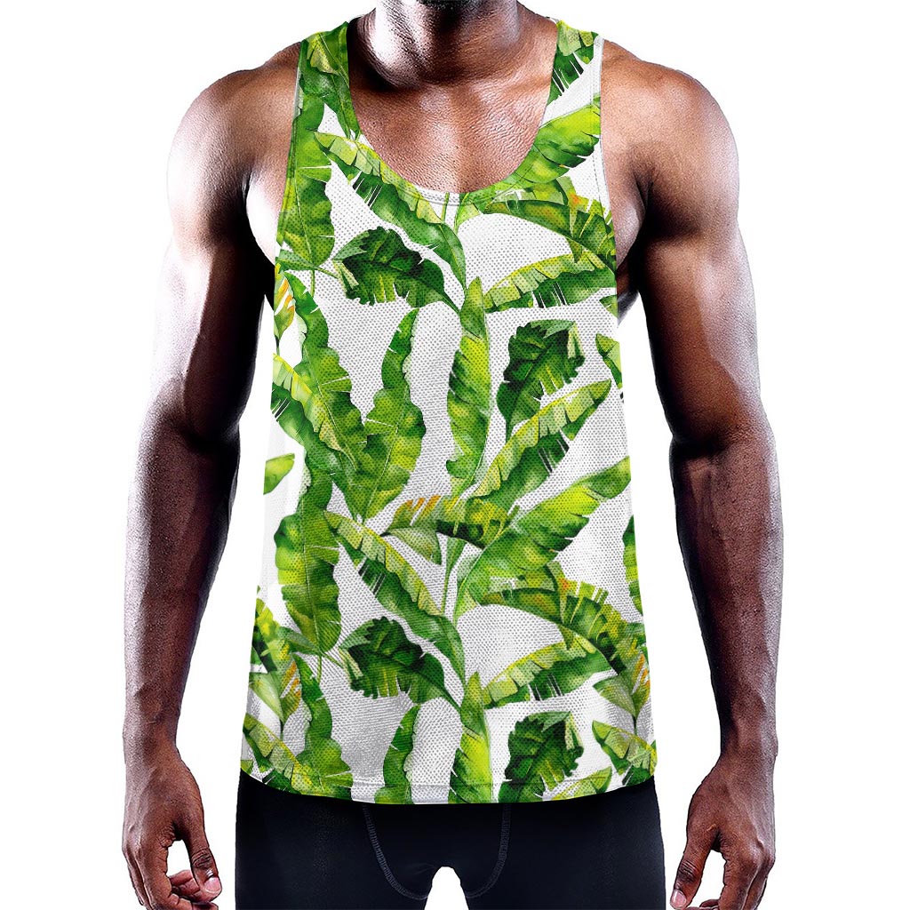 Tropical Banana Leaves Pattern Print Training Tank Top