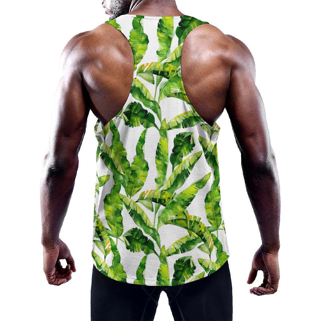 Tropical Banana Leaves Pattern Print Training Tank Top
