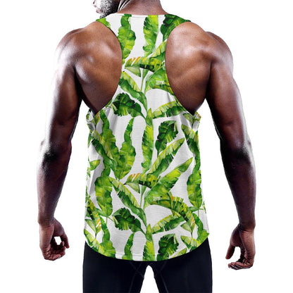 Tropical Banana Leaves Pattern Print Training Tank Top