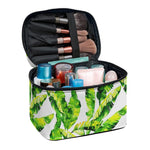 Tropical Banana Leaves Pattern Print Travel Makeup Bag