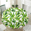 Tropical Banana Leaves Pattern Print Waterproof Round Tablecloth