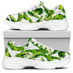 Tropical Banana Leaves Pattern Print White Chunky Shoes