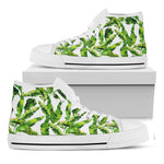 Tropical Banana Leaves Pattern Print White High Top Sneakers