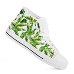 Tropical Banana Leaves Pattern Print White High Top Sneakers