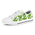 Tropical Banana Leaves Pattern Print White Low Top Sneakers