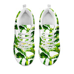 Tropical Banana Leaves Pattern Print White Running Shoes