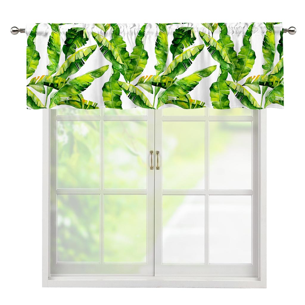 Tropical Banana Leaves Pattern Print Window Valance