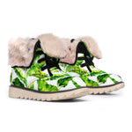 Tropical Banana Leaves Pattern Print Winter Boots