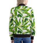 Tropical Banana Leaves Pattern Print Women's Bomber Jacket