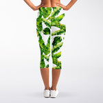 Tropical Banana Leaves Pattern Print Women's Capri Leggings