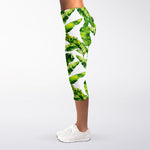 Tropical Banana Leaves Pattern Print Women's Capri Leggings