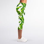 Tropical Banana Leaves Pattern Print Women's Capri Leggings