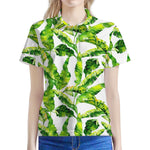 Tropical Banana Leaves Pattern Print Women's Polo Shirt