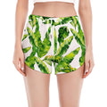 Tropical Banana Leaves Pattern Print Women's Split Running Shorts