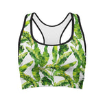 Tropical Banana Leaves Pattern Print Women's Sports Bra