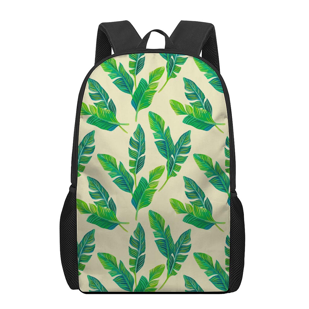 Tropical Banana Palm Leaf Pattern Print 17 Inch Backpack