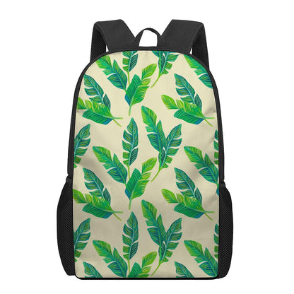 Tropical Banana Palm Leaf Pattern Print 17 Inch Backpack