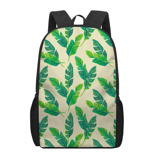 Tropical Banana Palm Leaf Pattern Print 17 Inch Backpack