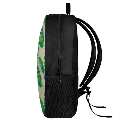Tropical Banana Palm Leaf Pattern Print 17 Inch Backpack