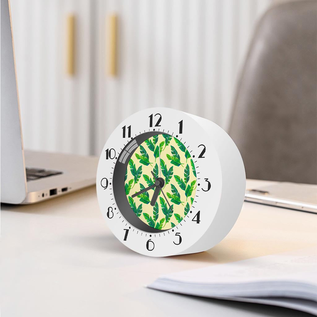 Tropical Banana Palm Leaf Pattern Print Alarm Clock