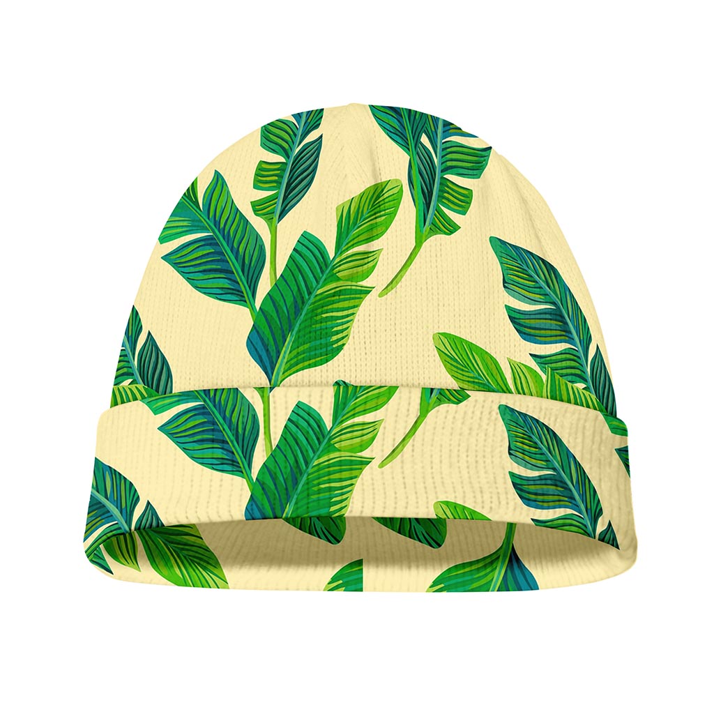 Tropical Banana Palm Leaf Pattern Print Beanie