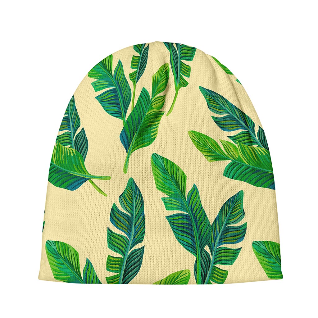Tropical Banana Palm Leaf Pattern Print Beanie