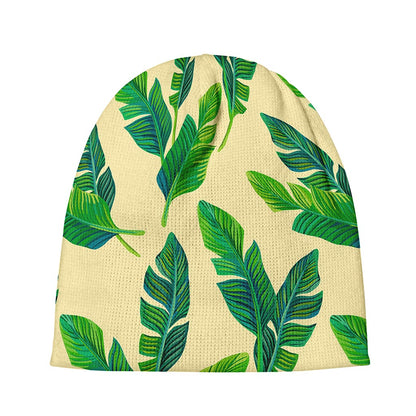 Tropical Banana Palm Leaf Pattern Print Beanie