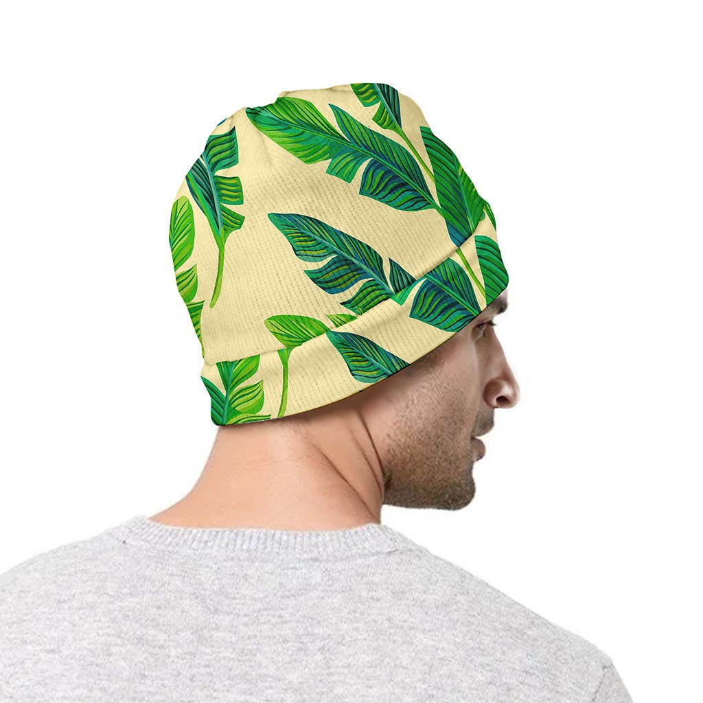 Tropical Banana Palm Leaf Pattern Print Beanie