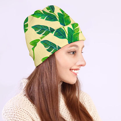 Tropical Banana Palm Leaf Pattern Print Beanie