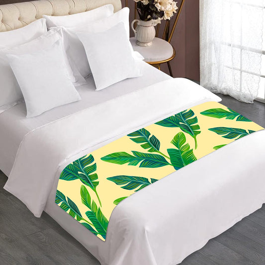 Tropical Banana Palm Leaf Pattern Print Bed Runner