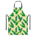 Tropical Banana Palm Leaf Pattern Print Bib Apron With Pocket