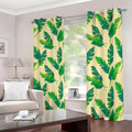 Tropical Banana Palm Leaf Pattern Print Dimout Grommet Curtains
