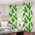 Tropical Banana Palm Leaf Pattern Print Blackout Grommet Curtains