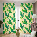 Tropical Banana Palm Leaf Pattern Print Blackout Pencil Pleat Curtains