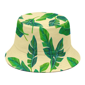 Tropical Banana Palm Leaf Pattern Print Bucket Hat