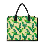 Tropical Banana Palm Leaf Pattern Print Canvas Tote Bag