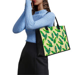 Tropical Banana Palm Leaf Pattern Print Canvas Tote Bag