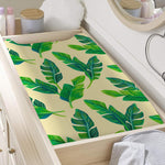 Tropical Banana Palm Leaf Pattern Print Changing Pad Cover