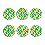 Tropical Banana Palm Leaf Pattern Print Coaster Set