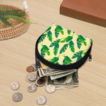 Tropical Banana Palm Leaf Pattern Print Coin Purse