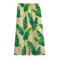 Tropical Banana Palm Leaf Pattern Print Cotton Front Slit Maxi Skirt