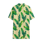 Tropical Banana Palm Leaf Pattern Print Cotton Hawaiian Shirt