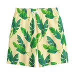 Tropical Banana Palm Leaf Pattern Print Cotton Shorts