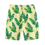 Tropical Banana Palm Leaf Pattern Print Cotton Shorts
