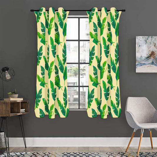 Tropical Banana Palm Leaf Pattern Print Curtain
