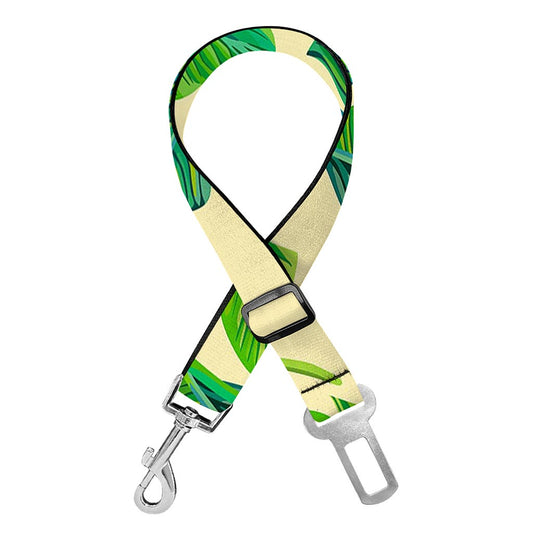 Tropical Banana Palm Leaf Pattern Print Dog Seat Belt